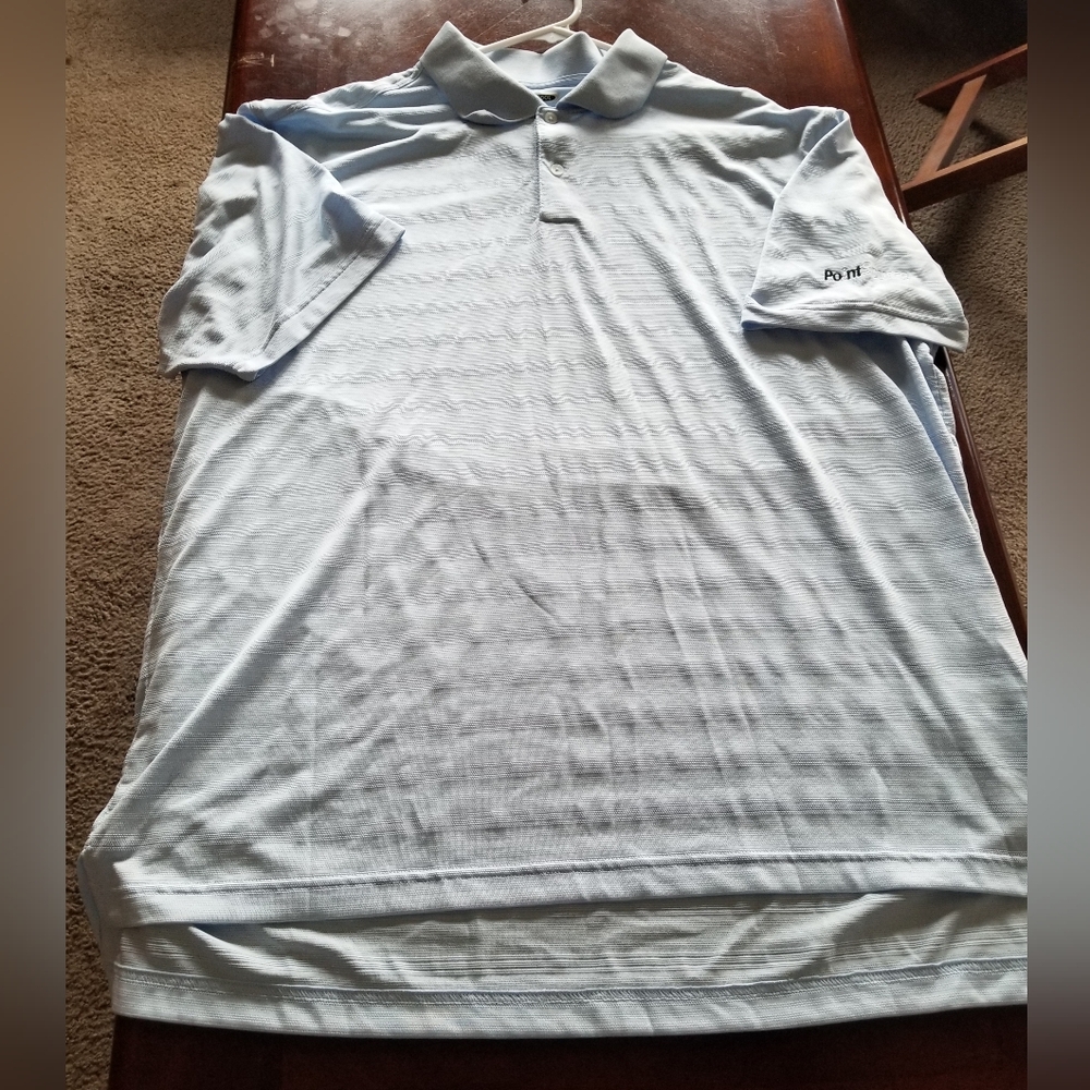 Adidas Light Blue Striped XL Men's Polo Shirt